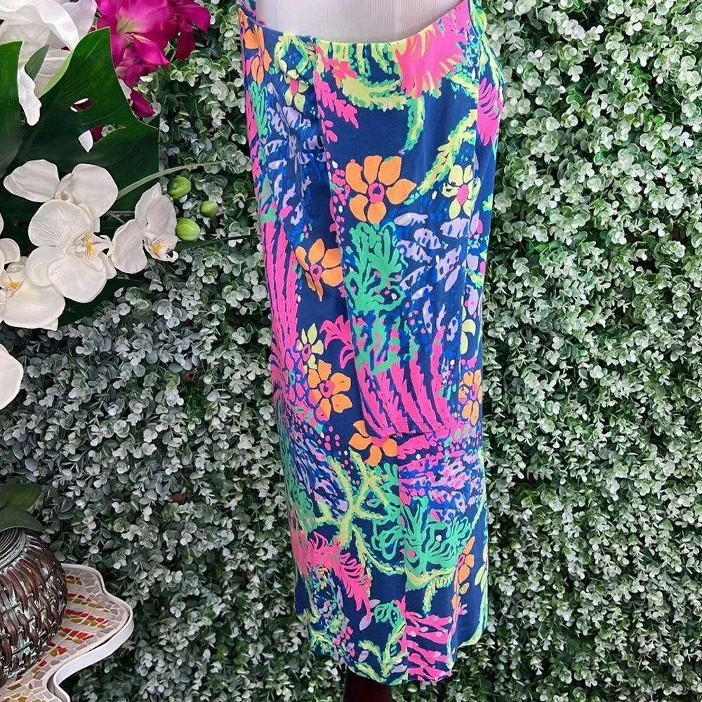 Lilly Pulitzer Indigo All A Glow Tropical Floral Laurana Off The Shoulder Dress - Picture 6 of 13